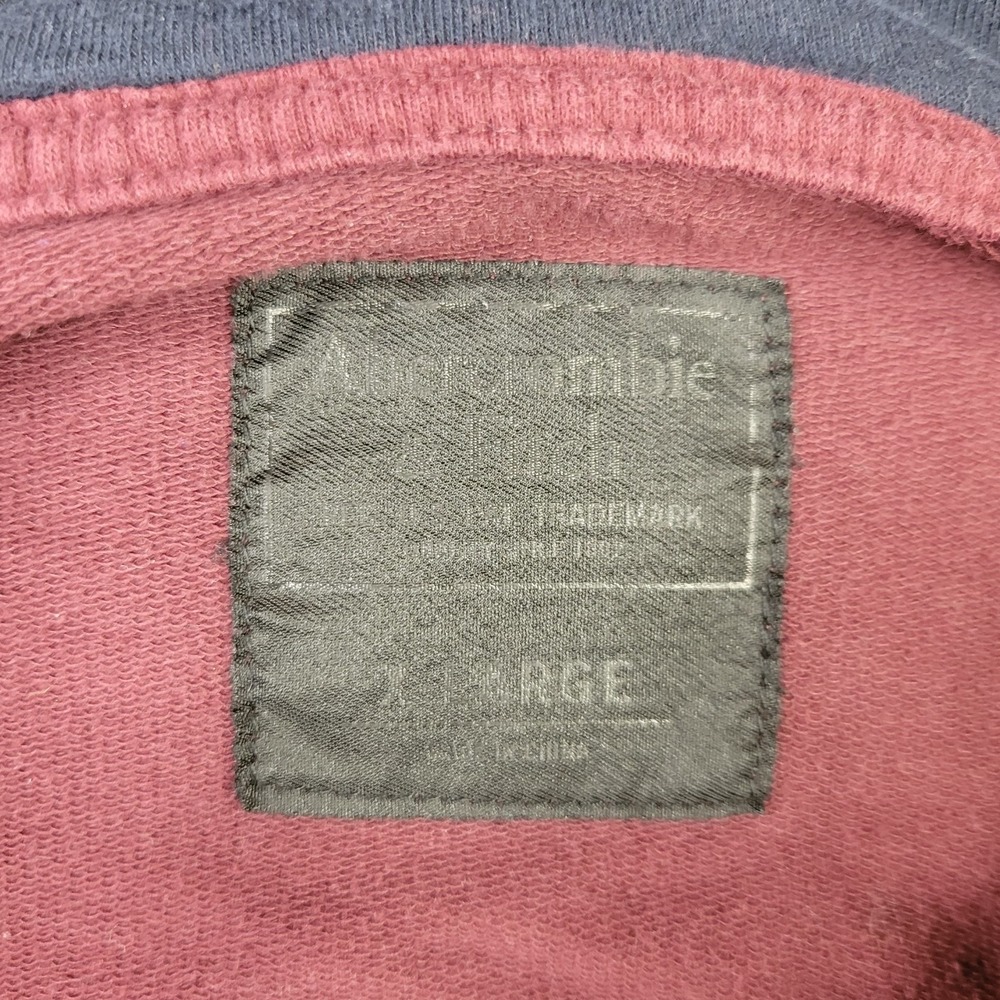 Abercrombie Fitch Full Zip Hoodie Sweatshirt Mens XL Maroon Hooded Pockets - Picture 2 of 7